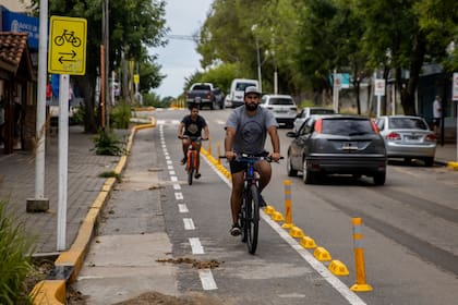 Uno de los tramos de bicisenda en Pinamar