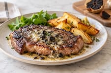 Bife con manteca de ajo negro