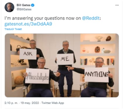 Bill Gates respondió preguntas sobre el coronavirus y se defendió de las teorías conspirativas (Foto: Twitter @BillGates)