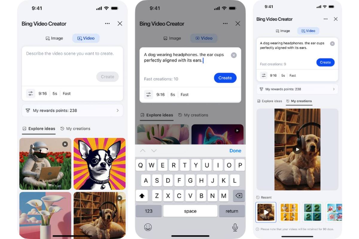 Bing Video Creator permite generar videos de 5 segundos creados con Sora, el motor de inteligencia artificial de OpenAI