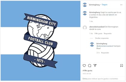 BirminghARG, la cuenta partidaria del Birmingham City FC también está en Instagram (Foto: Instagram @birmingharg)
