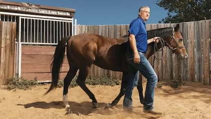 Blake Russell, fotografiado aquí con un clon de caballo, dice que el material genético se puede almacenar de forma segura durante muchos años