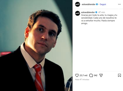 Blender, el medio donde había comenzado a trabajar recientemente, lo despidió con cariño
