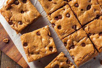 Blondies de chocolate blanco.