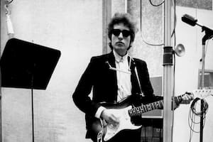 Bob Dylan, en 1965, durante la grabación de "Bringing It All Back Home"