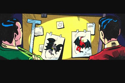Bob Kane y su Batman rojo, contra la versión de Bill Finger.