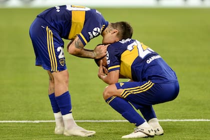 La emoción del Pulpo González luego de convertir su gol, a la media hora de juego del partido con Arsenal por la Copa Diego Armando Maradona.
