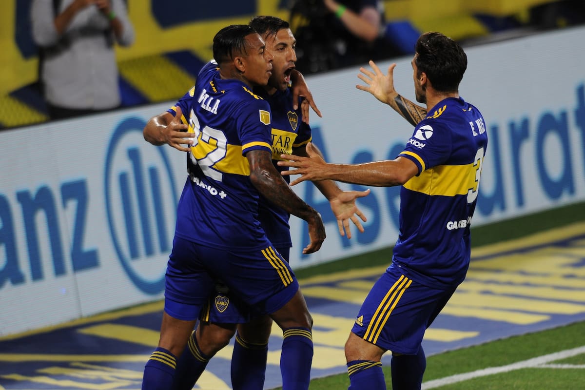 Boca celebra el primer gol del Super Clasico