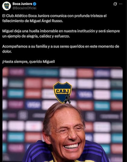 Boca confirmó la noticia del fallecimiento de Miguel Russo