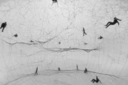 Boceto de la instalación Liberar el aire: cómo escuchar el universo en una telaraña