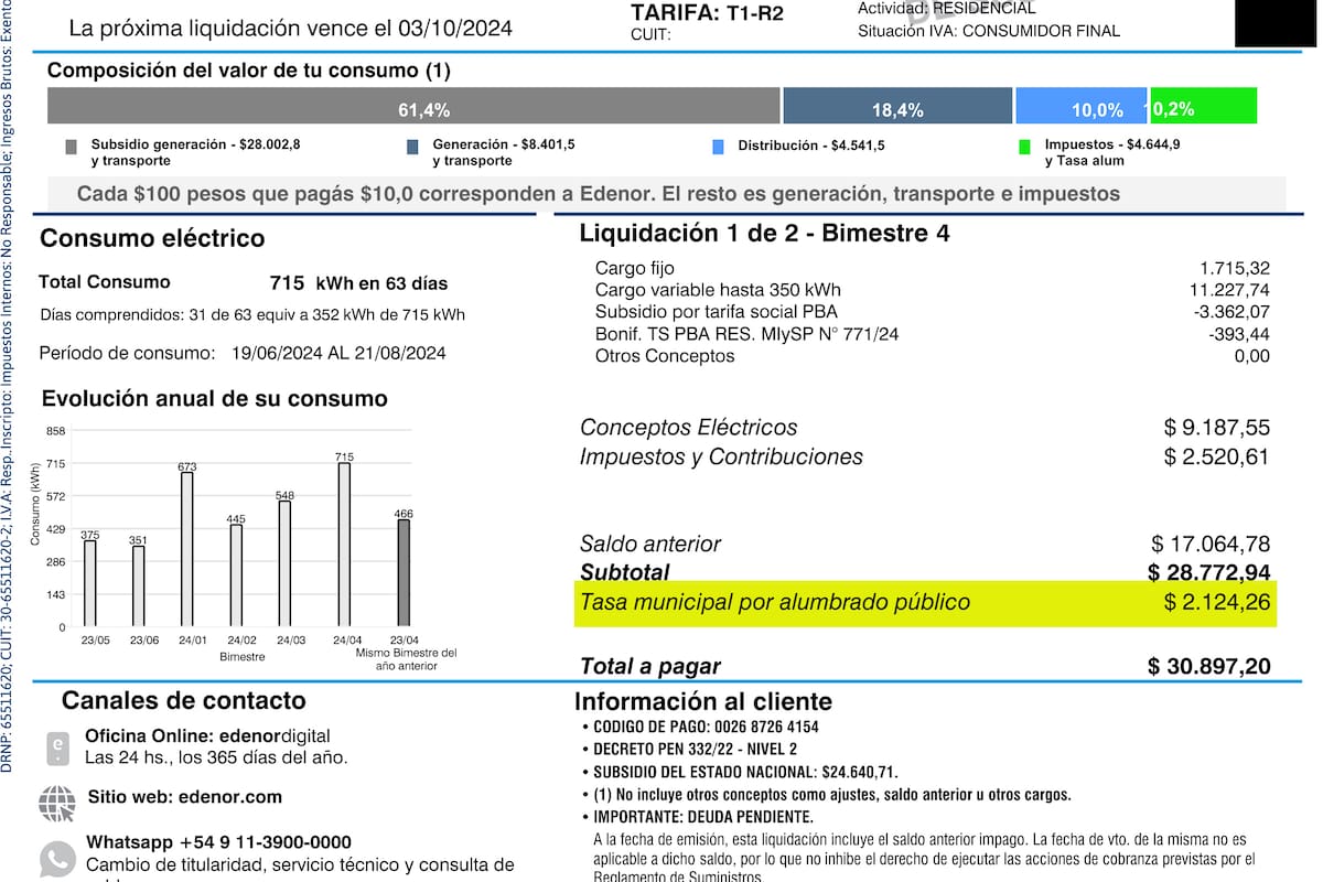 Boletas con tasas municipales