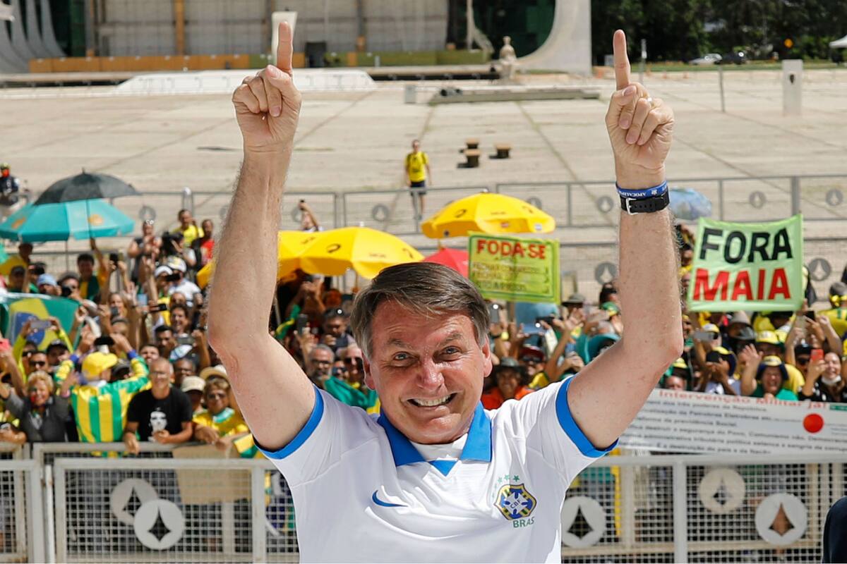 Bolsonaro, en la marcha de apoyo de sus simpatizantes, en Brasilia