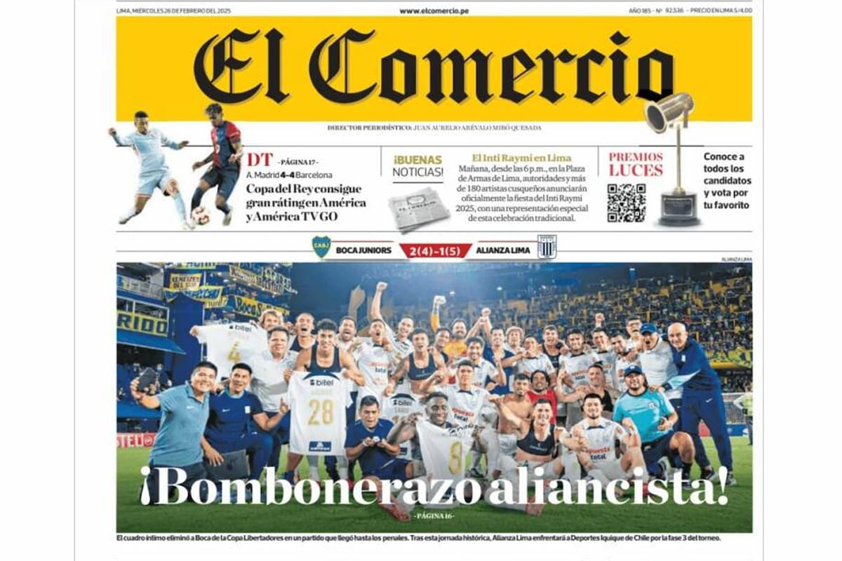 "Bombonerazo aliancista", tituló El Comercio, de Perú