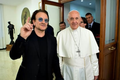 Bono Vox, se encuentra con el Papa Francisco en el Vaticano, el 19 de septiembre de 2018