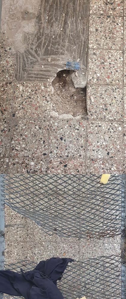 Boquete entre celdas dentro del penal de Villa Devoto