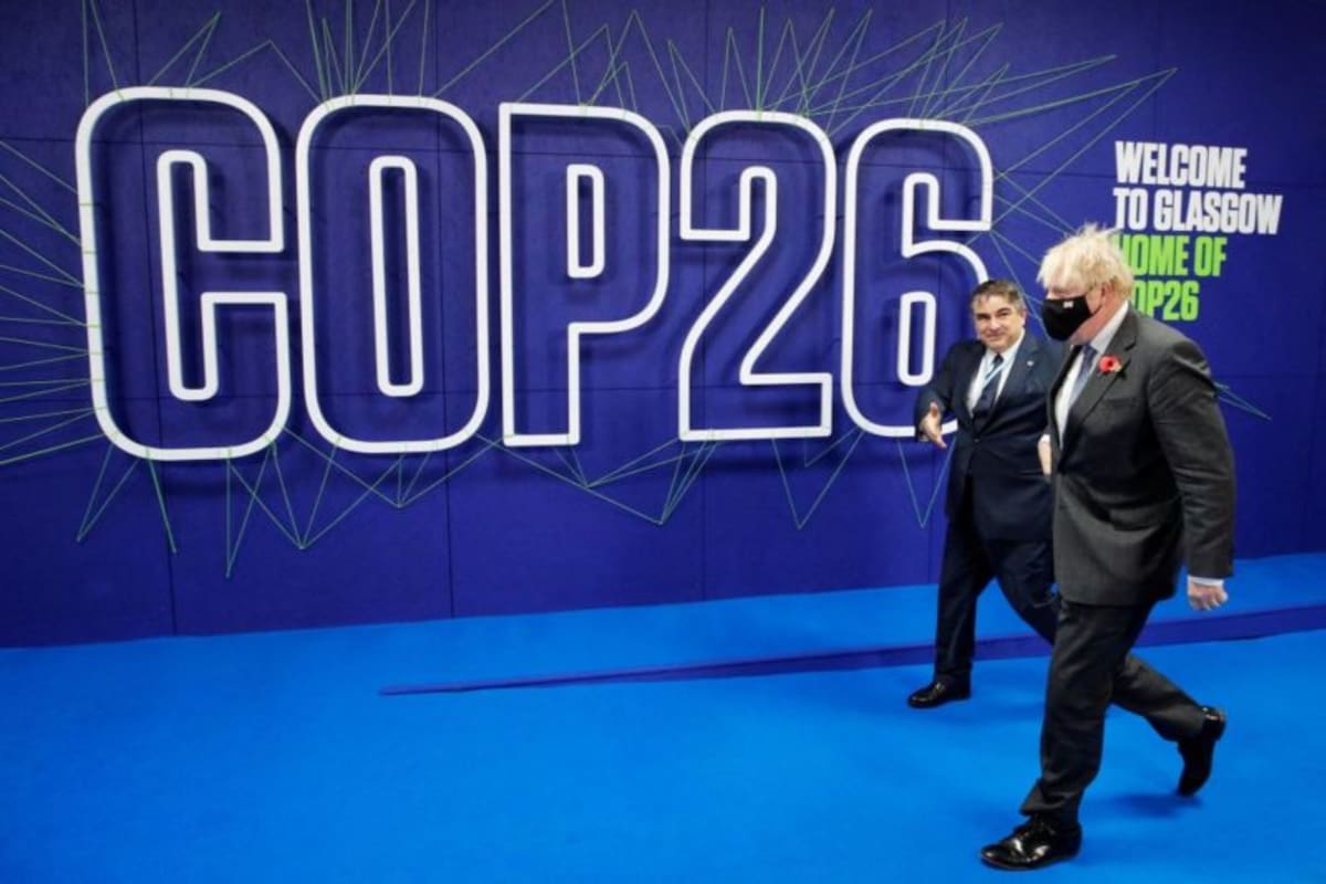 Boris Johnson en la COP26 que se realiza en Glasgow, Escocia