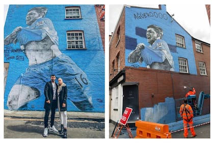 Borraron el mural dedicado al Kun Agüero en Manchester