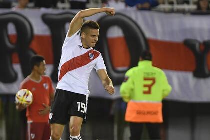 Borré festeja su gol, el que estableció el 1-0 parcial.