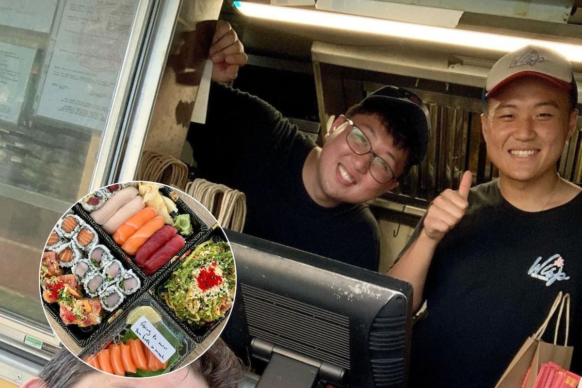 Bowen Gao y uno de sus dos socios atendiendo su food truck (Canva)