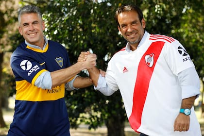 Gustavo Cardozo y Alejandro Balmore. El fanatismo por Boca y River forjó una amistad inquebrantable.