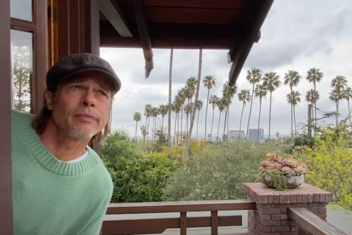 Brad Pitt se convirtió en "el chico del clima" desde su casa