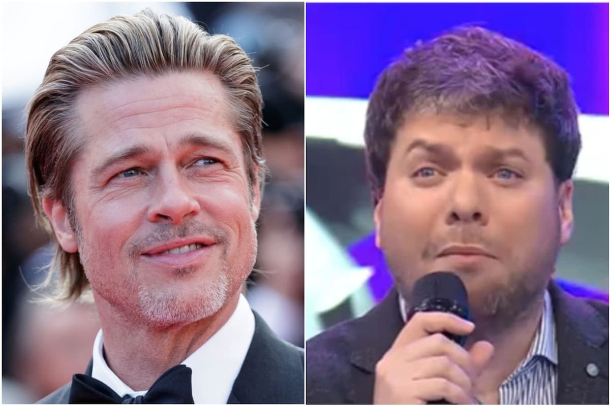 Brad Pitt y Guido Kaczka (Crédito: Archivo -Captura de video eltrece)