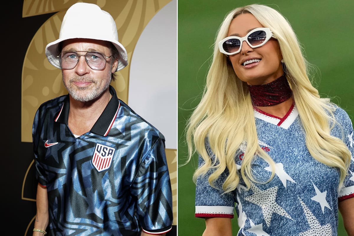 Brad Pitt y Paris Hilton, dos de los hinchas famosos que tuvo Estados Unidos en su enfrentamiento con Turquía