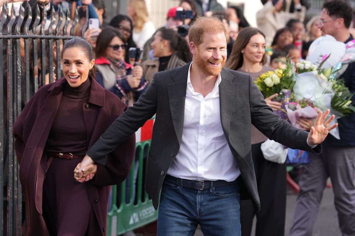 Britain's Prince Harry and Meghan, Duke and Duchess of Sussex arrive for a visit to The Community Recording Studio in Nottingham, England, Thursday, Oct. 15, 2026. (AP Photo/Maja Smiejkowska)
