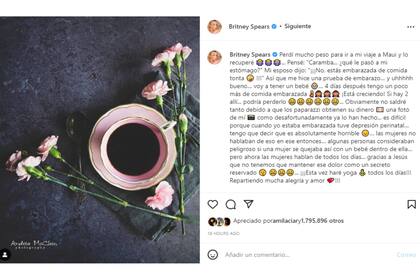 Britney anunció su embarazo por redes sociales (Instagram @Britney Spears)