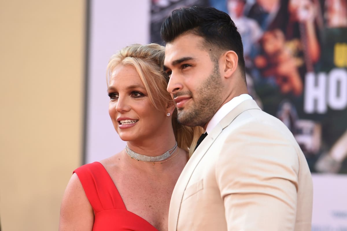 Britney Spears and Sam Asghari arrive at the Los Angeles premiere of "Once Upon a Time in Hollywood" at the TCL Chinese Theatre on July 22, 2019. (Photo by Jordan Strauss/Invision/AP)
