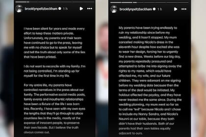 Brooklyn arremetió con su familia por la relación con su esposa