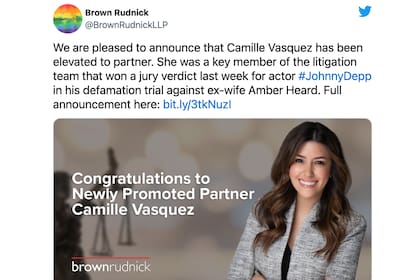 Brown Rudnick vuelve socia a Camile Vásquez
