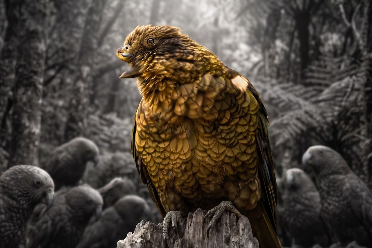 Bruce es un loro kea de 13 años que reside en la Reserva de Vida Silvestre Willowbank