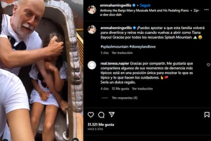 Bruce Willia viajó a Disney con toda su familia (Foto Instagram @emmahemingwillis)