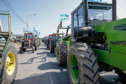 En enero paso productores autoconvocados hicieron un tractorazo en la ciudad de Pergamino