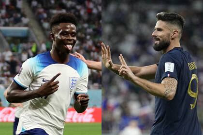 Bukayo Saka y Oliver Giroud intentarán darle goles a Inglaterra y Francia, respectivamente, en el choque de cuartos