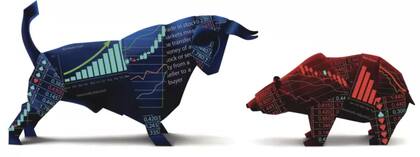Bull market vs. bear market.