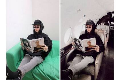 Byron Denton solo necesitó fue hacer algunos trucos de edición fotográfica para que pareciera que estaba viajando a todo lujo