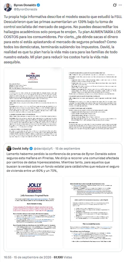 Byron Donalds apuntó contra una iniciativa presentada por David Jolly