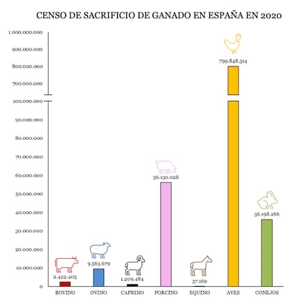 Cabezas de ganado sacrificadas en España el año pasado