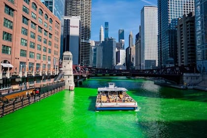 Cada 17 de marzo el río Chicago se pinta de verde para conmemorar el Día de San Patricio