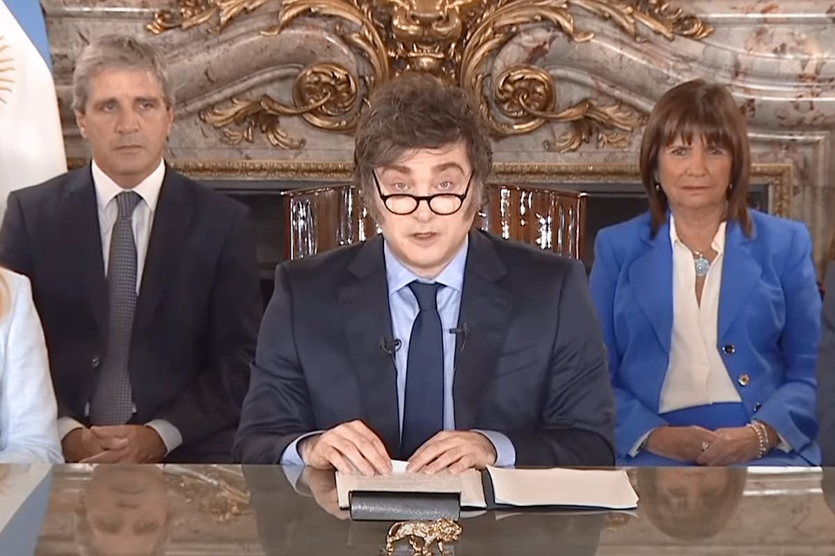 Cadena nacional del presidente Javier Milei en su primer año de presidencia