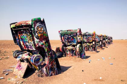 Cadillac Ranch, instalación artística en Amarillo, Texas.