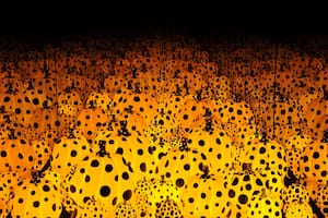 Calabazas brillantes, pintadas en amarillo con un patrón de puntos negros, se reflejan hasta el infinito dentro de un cubo de cristal instalado en la Visitor Center Gallery del botánico de Nueva York. La obra se titula Pumpkins Screaming About Love Beyond Infinity.