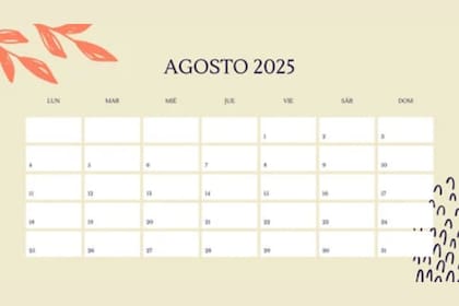 Calendario agosto 2025 para imprimir