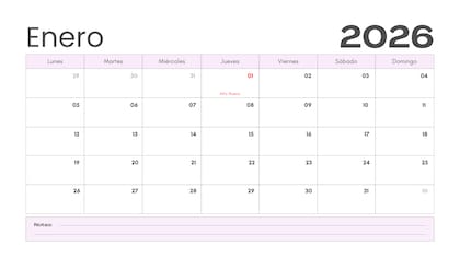 Calendario de enero 2026