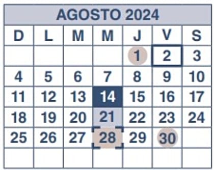 Calendario de pagos para agosto de 2024