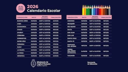 Calendario escolar completo de este año