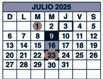 Calendario oficial SSA para julio de 2025