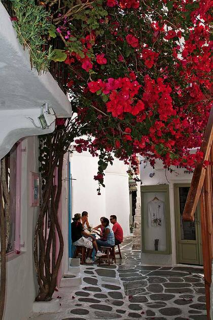 Callecita de Mykonos en Grecia.